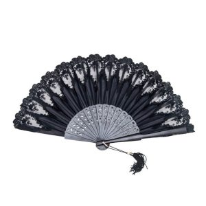 2391abanico Madera Calada Negro Algodon Puntilla Fiesta Novias.jpeg